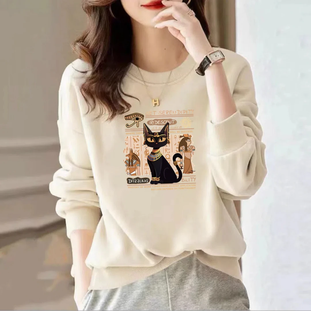 新款卫衣【2025猫咪】时尚洋气女装高贵休闲百搭春秋卫衣长袖宽松