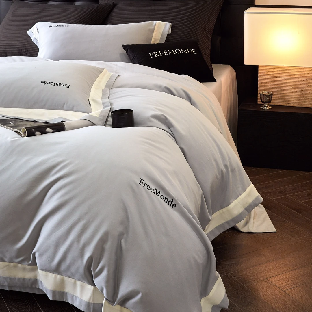 自由家！【温斯顿】80S超细旦！天丝棉磨毛四件套轻奢简约刺绣高级感！