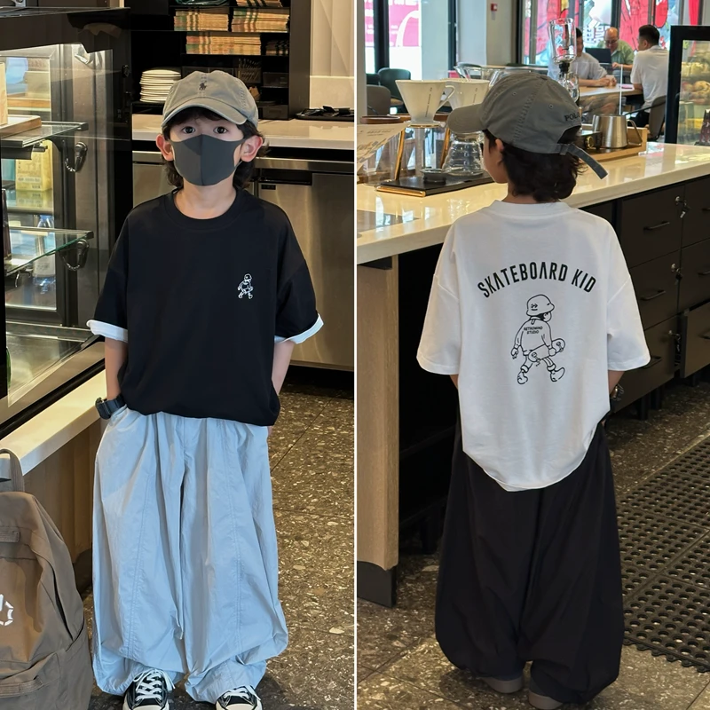 凯文家童装2025年夏季新品男童中大童韩版卡通印花儿童短袖T恤衫