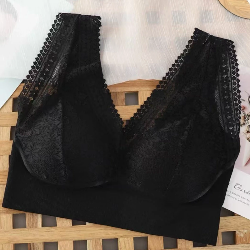 8627-大胸显小（黑色）加宽侧比遮盖副乳美背文胸