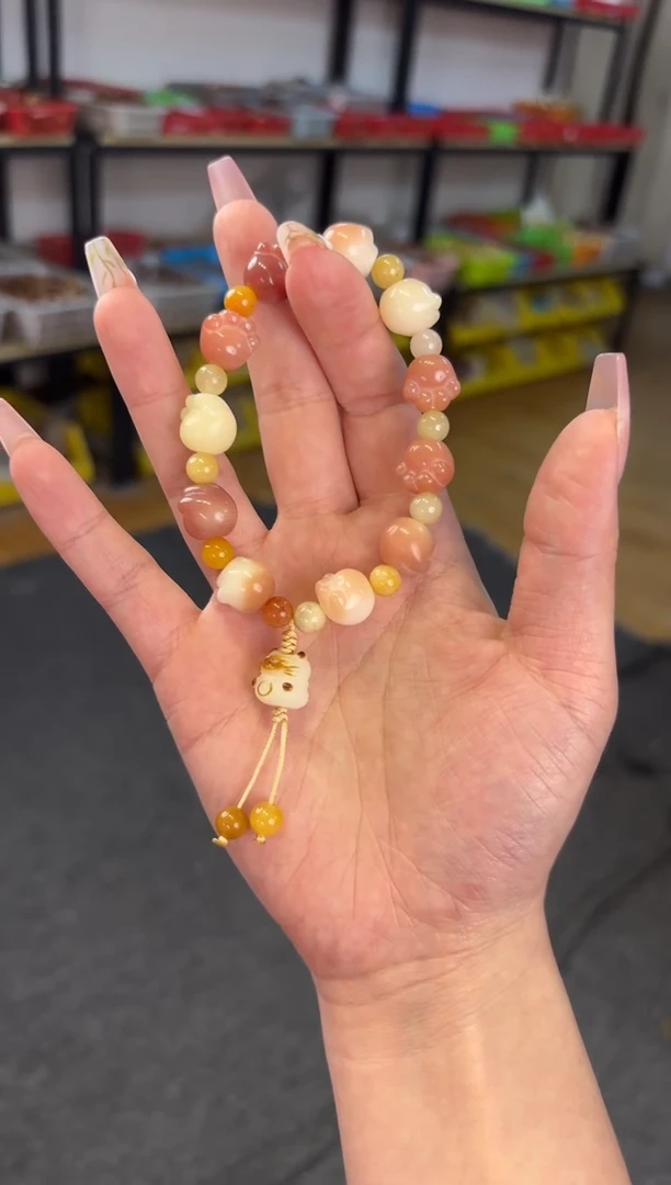 【闪购商品】菩提根/象牙果吊坠14粉猫爪设计款单圈手持