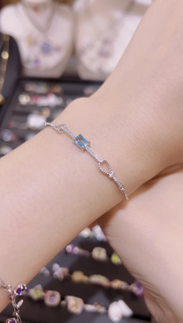 银S925镶嵌手链托帕石托帕石手链