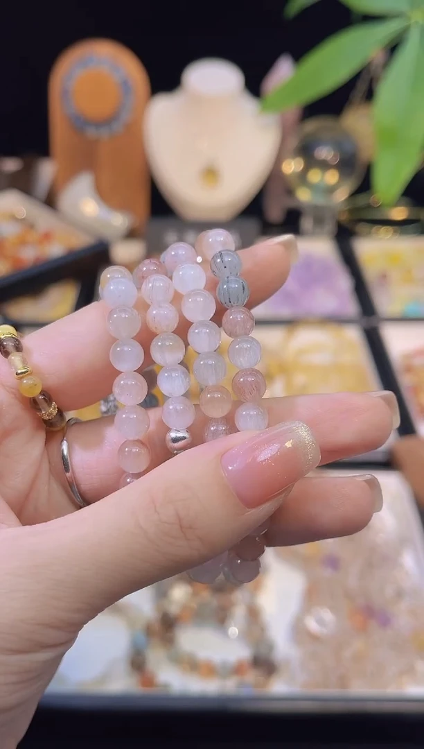 未镶嵌手串水晶染*?单圈彩兔毛