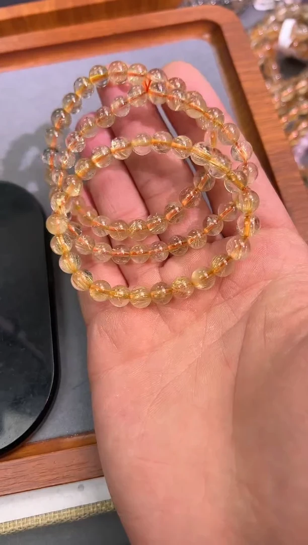 【闪购商品】发晶手串未镶嵌7+mm金发晶手串（多样性发其一）