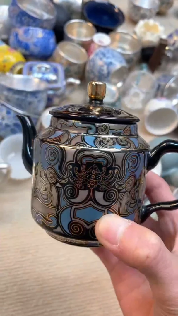 【闪购商品】瓷片@@@@@@@@@@@金银错饕餮壶