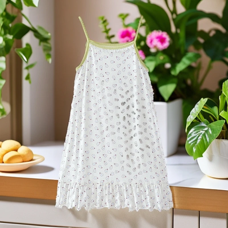 女宝法式小花睡裙女童夏季儿童睡衣女孩宝宝家居服吊带连衣裙