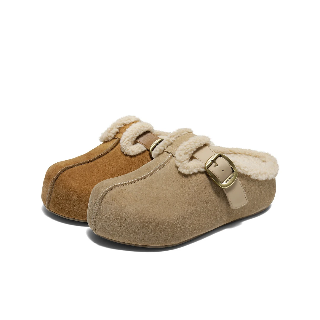 【小小莎专属】百丽时尚花生吐司鞋女25冬新加毛包头勃肯鞋B2952DH5