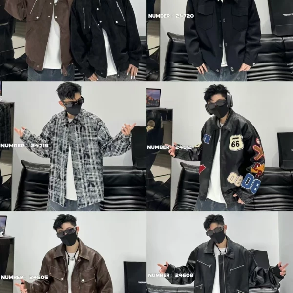 536-1春季新款美式潮版简单时尚拉条男女同款外套