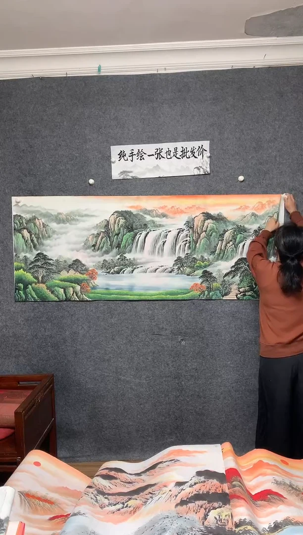 国画源远流长纯手绘画作尺寸180*70