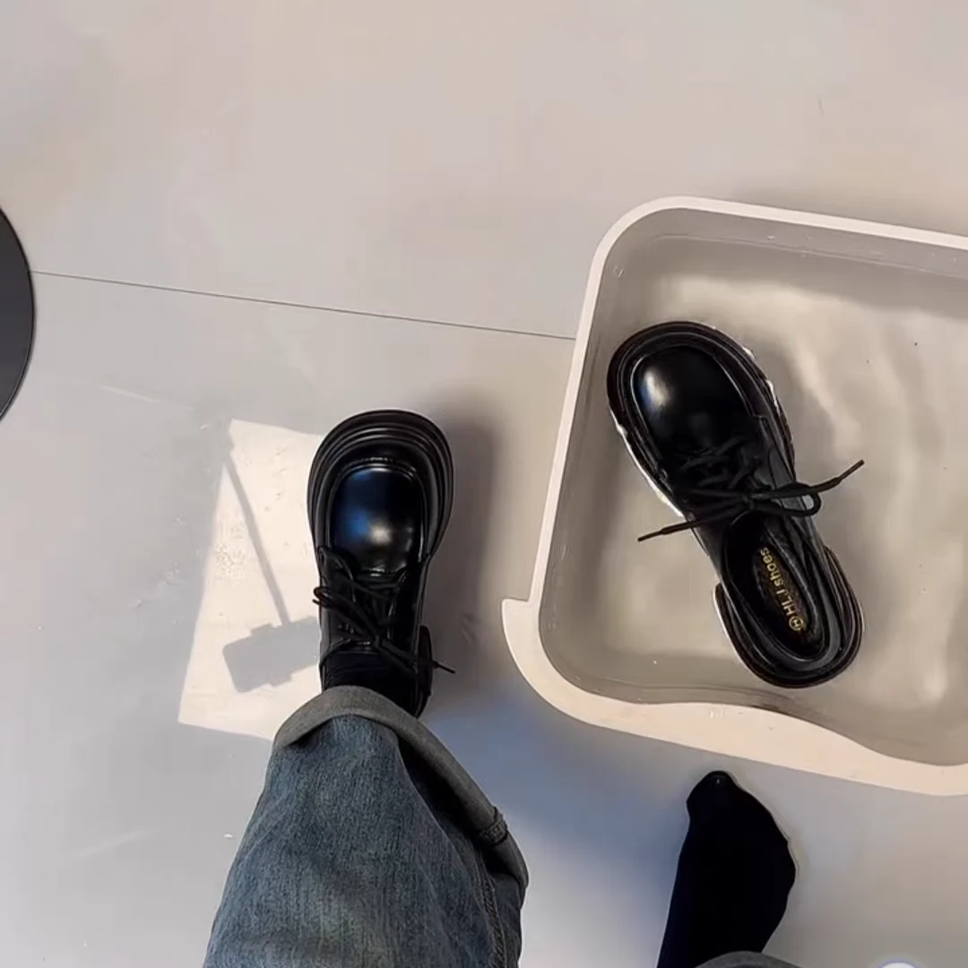 超轻厚底乐福鞋女2025新款秋季软底不累脚女鞋黑色英伦小皮鞋098