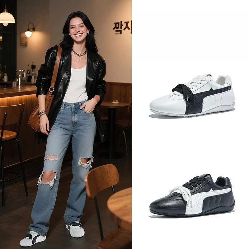 李壹一内增高3cm乌拉草猪皮鞋垫德训鞋女2025秋季新款真皮百搭款