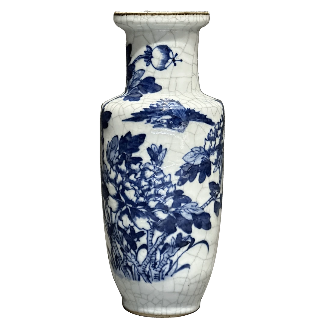 25052701y青花鸟纹棒槌瓶