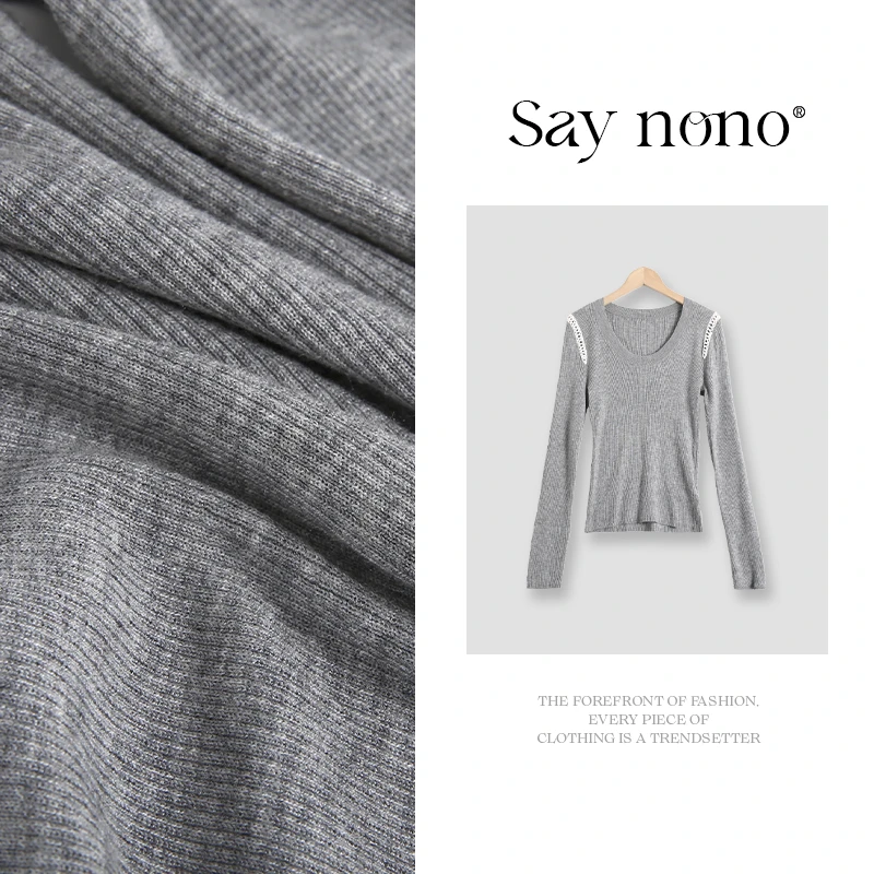 懒猫nono│Saynono 小设计 蚕丝羊绒镂空软糯修身针织衫/XXJG2566