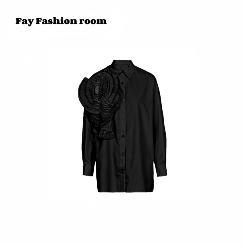 【时髦出圈】立体折纸大花朵宽松立裁衬衫