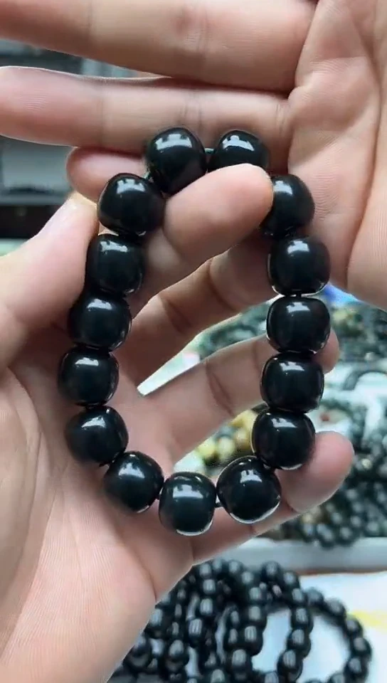 未镶嵌手串和田玉纯天然新疆塔县黑青16