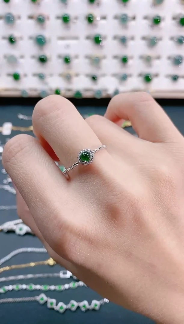 【闪购商品】翡翠戒指银S925镶嵌 天然翡翠