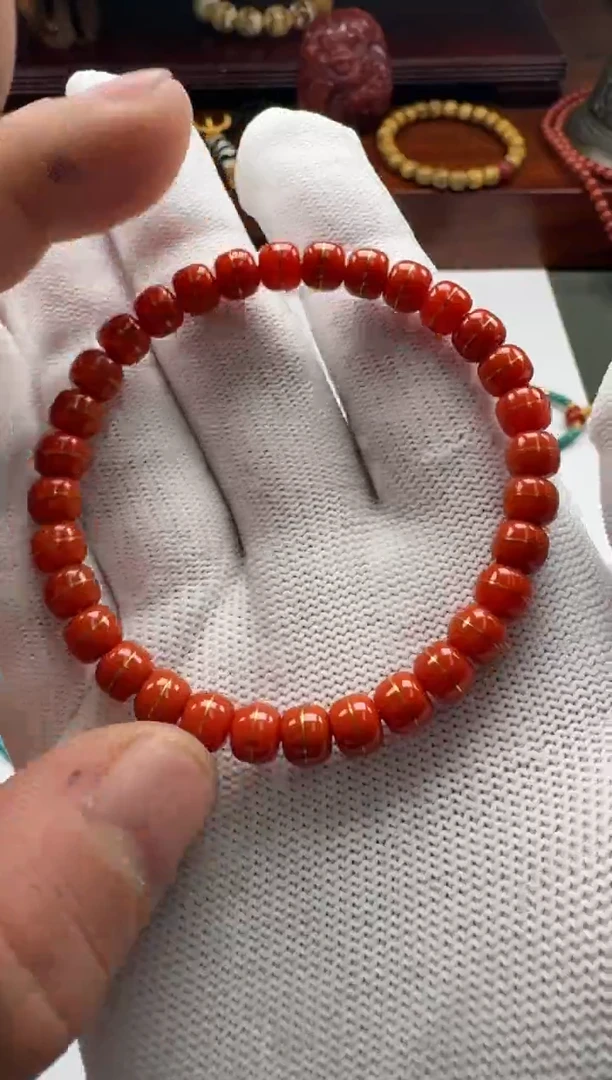 【闪购商品】南红玛瑙手串手串18K金镶嵌手串手串