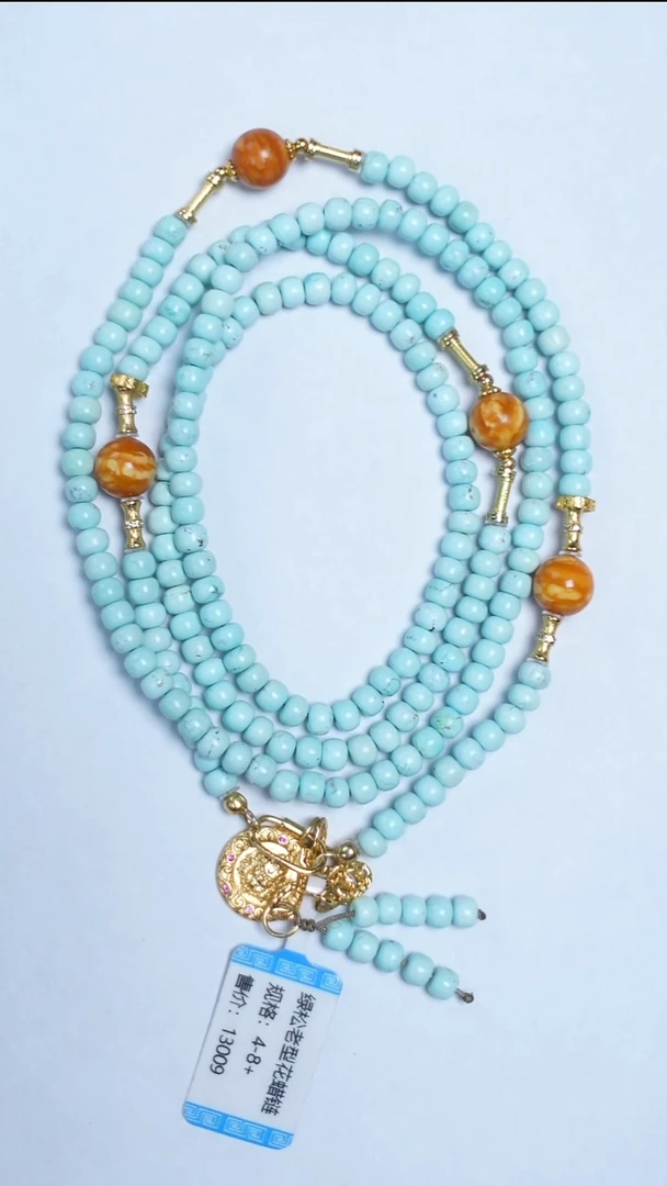 未镶嵌绿松石颈饰绿松花蜡项链4-8mm