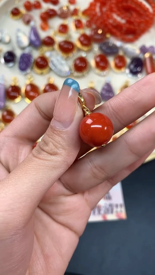 【闪购商品】南红玛瑙吊坠银S925镶嵌吊坠A95|168