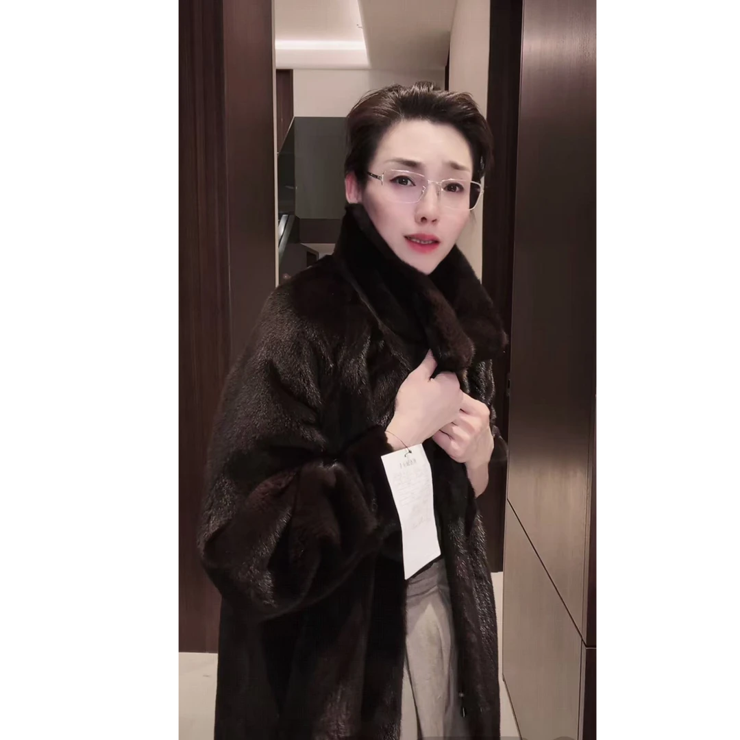 水貂皮草  中长款 大衣外套  PC0059