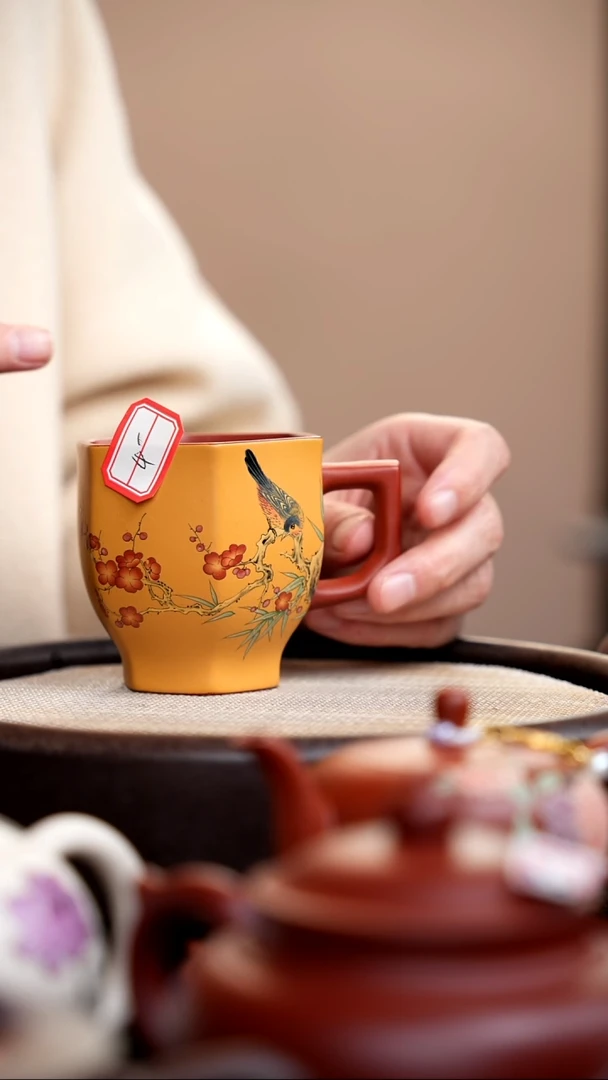 茶壶紫砂段泥粉浆六方公道杯