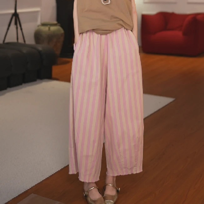 GU JIFEN｜罗马计划｜复古百搭宽松条纹直筒休闲裤 X56219