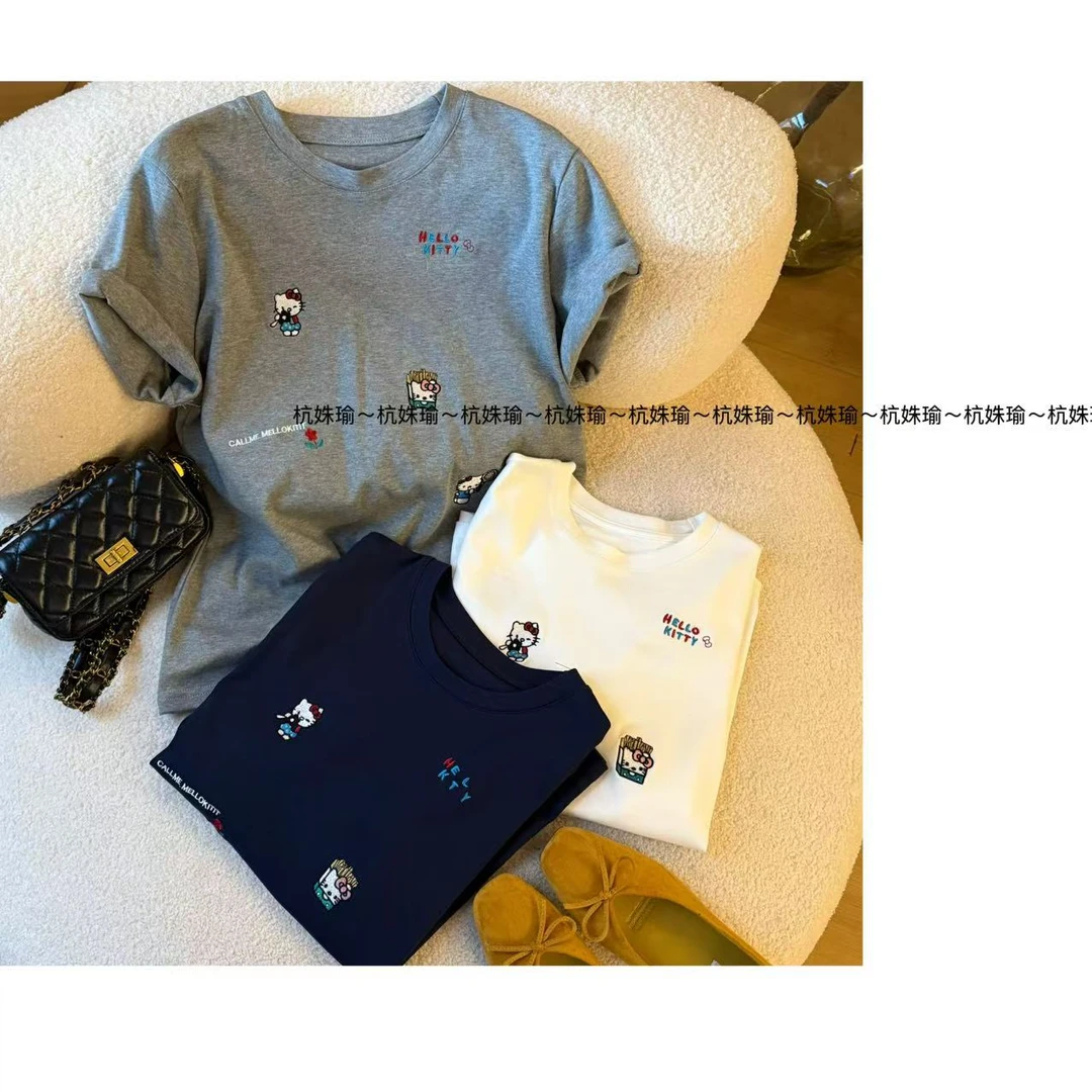 0159诗诗推荐春季百搭刺绣卡通高棉打底衫短袖T恤