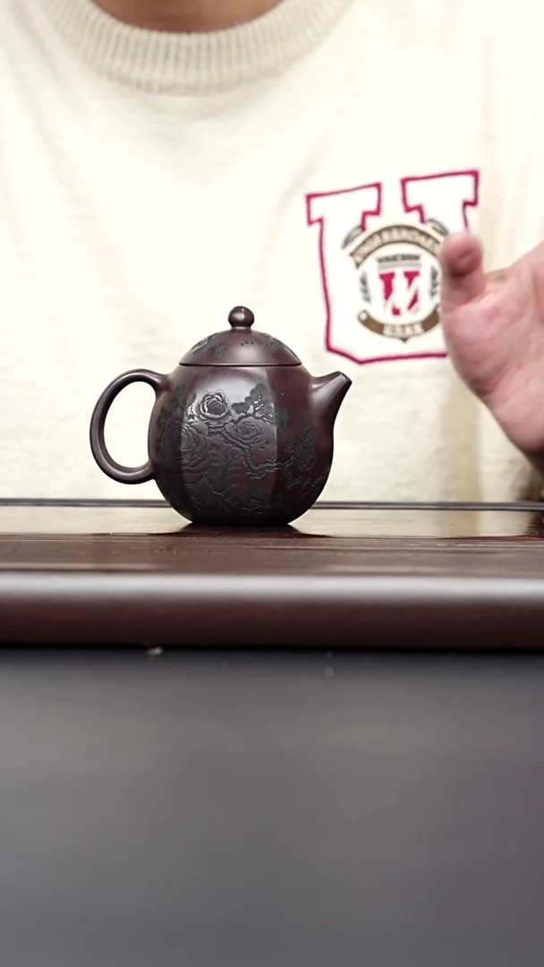 茶壶紫砂宜兴紫砂 花鸟六方龙蛋 深井老紫泥 顾林芬
