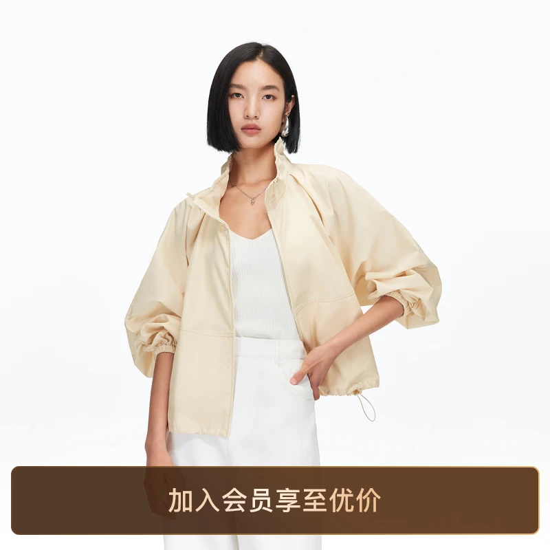 Vero Moda夹克2025秋季新款含棉拉链抽绳底摆立领外套老钱风小众