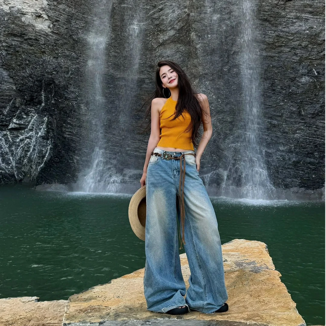 美式辣妹风修身针织挂脖背心吊带女2025夏季百搭气质显瘦无袖上衣