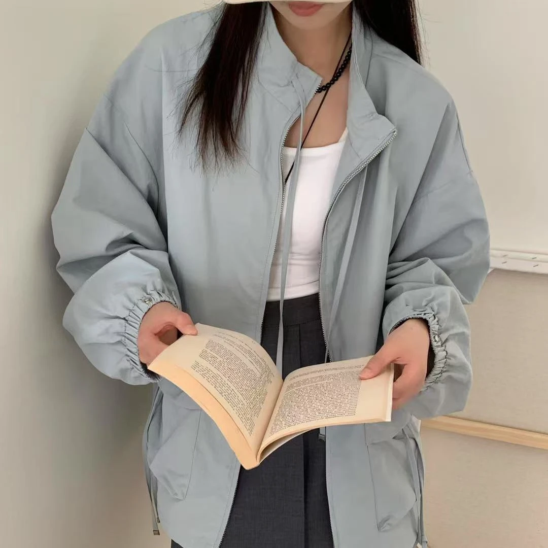 新款气质休闲韩版简约立领大口袋外套WT95001