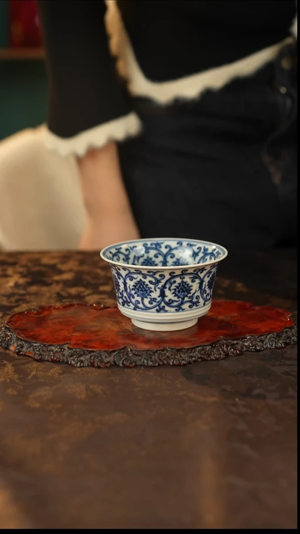 景土青花手绘主人杯