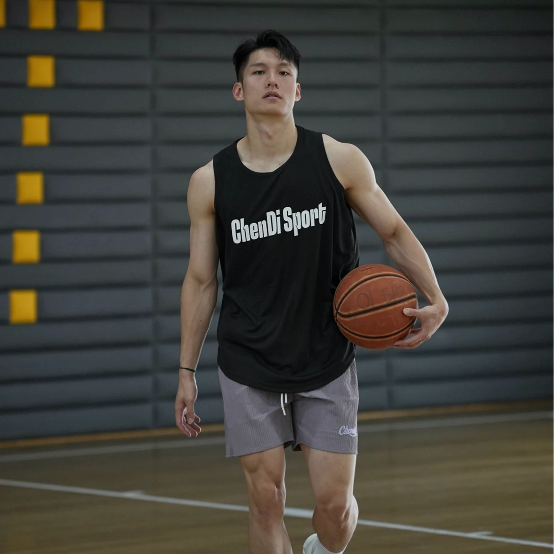 CHENDI美式街头篮球运动速干背心t恤宽松训练复古球衣户外健身衣