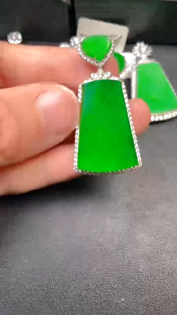 吊坠(不含链)银S925镶嵌翡翠吊坠