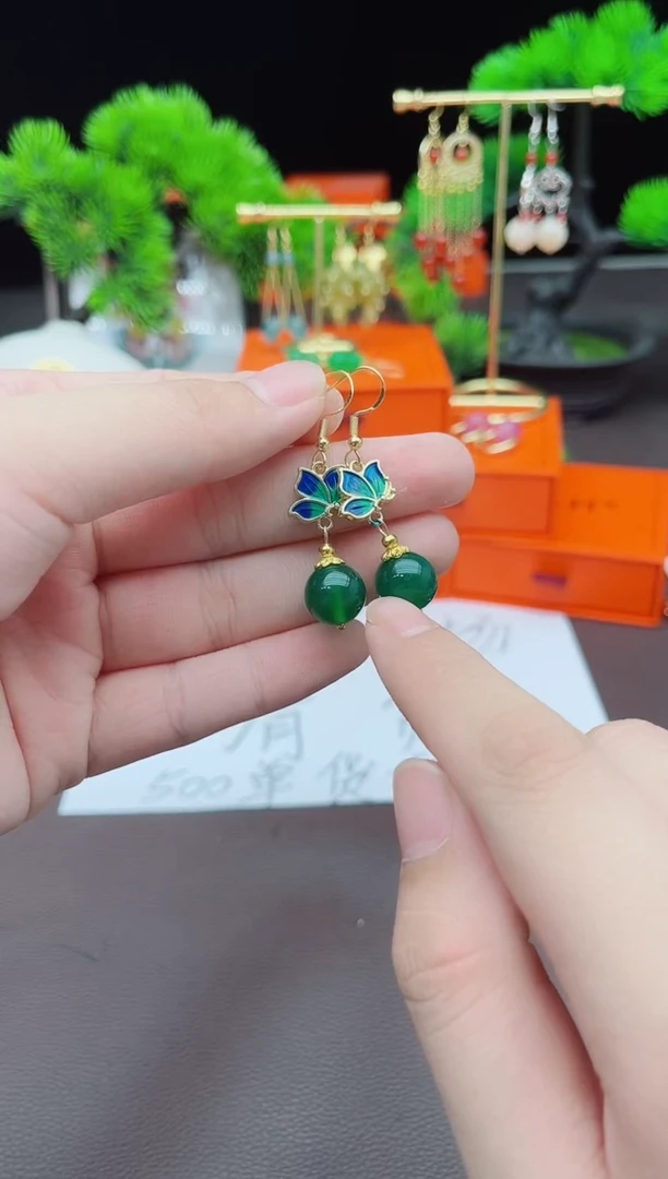 【闪购商品】玛瑙/玉髓耳钉银S925镶嵌337000