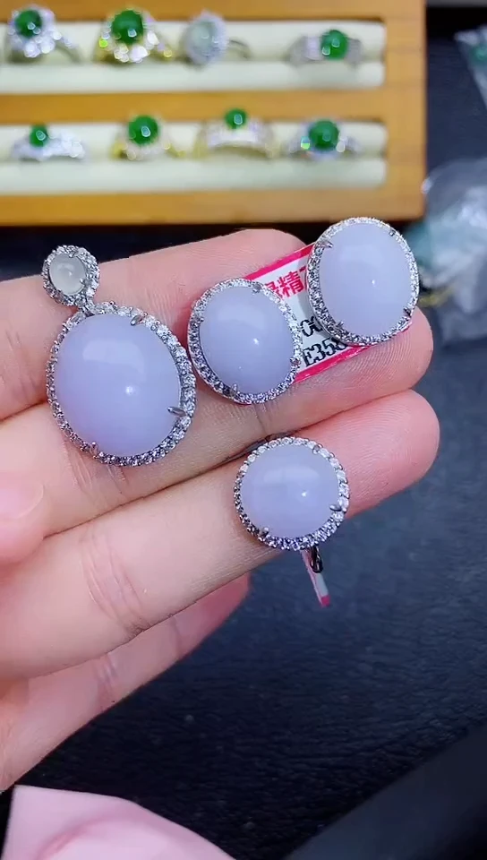 银S925镶嵌戒指翡翠1