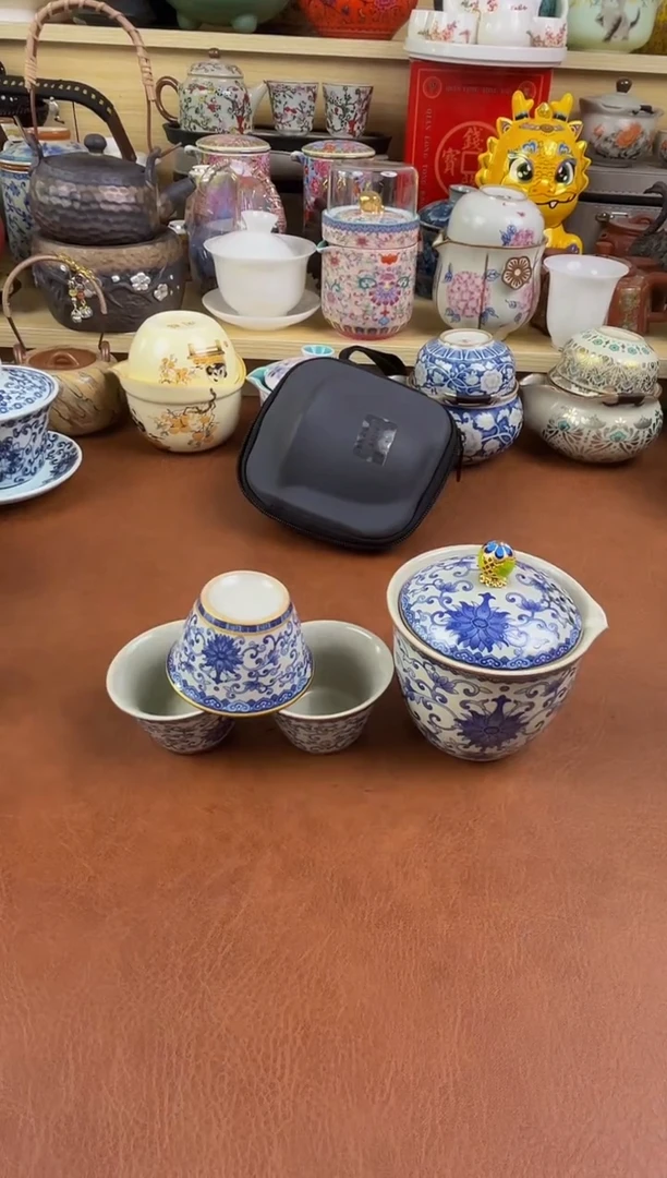 陶瓷茶具摆件旅行套组