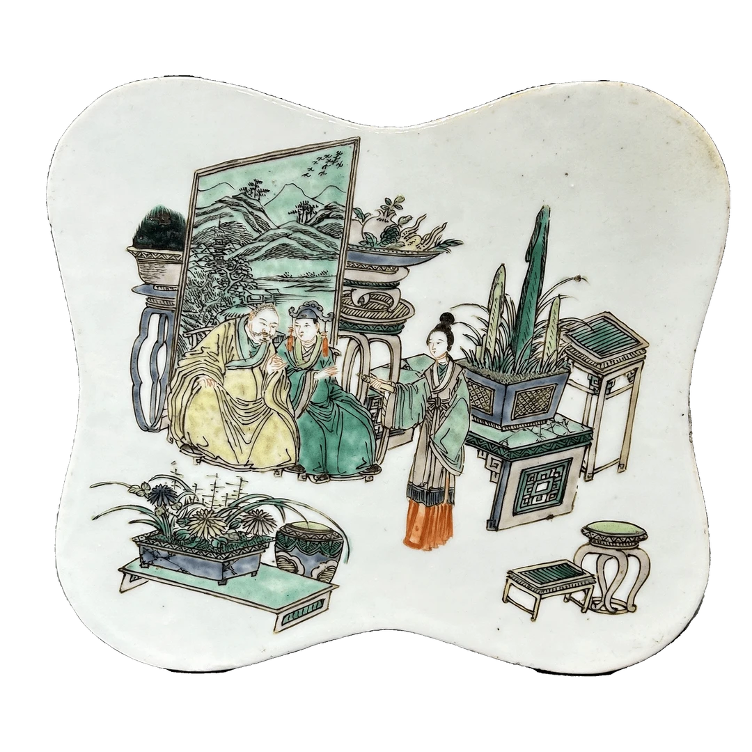 lot1402五彩人物纹瓷板画古董拍卖