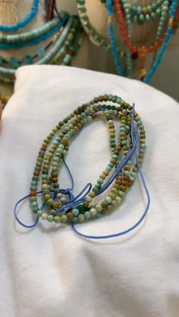 未镶嵌绿松石珠宝奇石2.4mm彩色多圈毛衣链