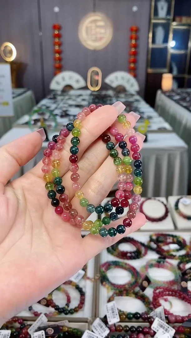 未镶嵌收藏级老矿碧玺三圈手串5mm+碧玺hon多样性发货一条