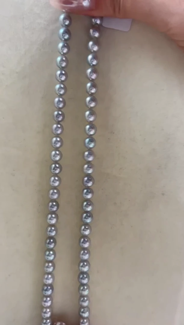 未镶嵌海水珍珠DA灰珠串链 6-7 xt087