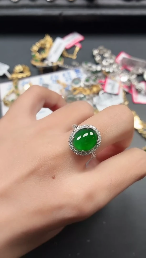 银S925镶嵌戒指翡翠11