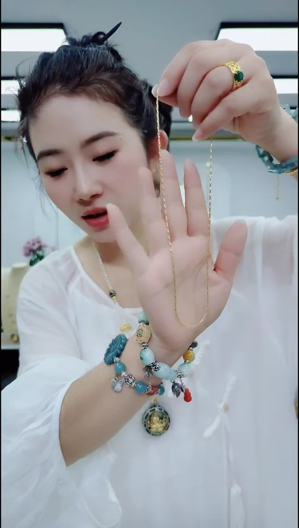 翡翠未镶嵌颈饰01140金色龙骨链