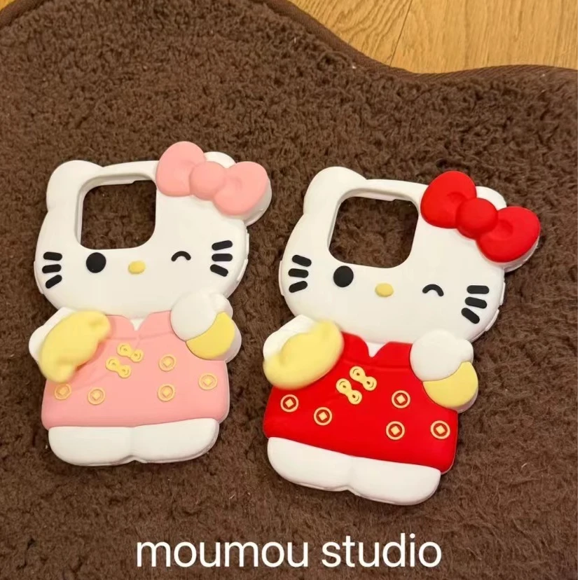 新年硅胶旋转元宝猫咪适用苹果16promax手机壳iPhone15全包14国风
