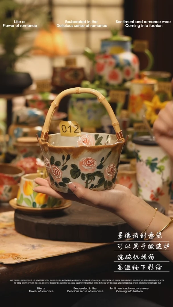 陶瓷012景德镇高温手绘釉下彩设计师款式