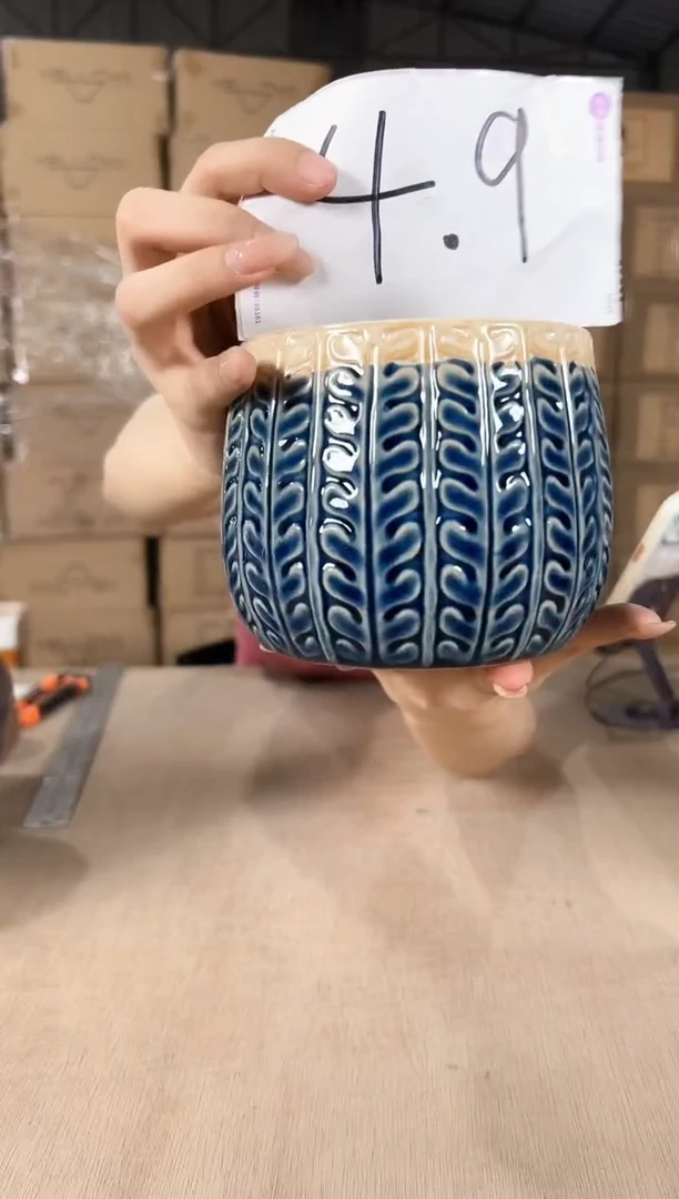 白麻口蓝色12x11