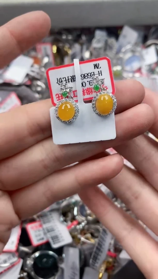 银S925镶嵌戒指翡翠5555---8