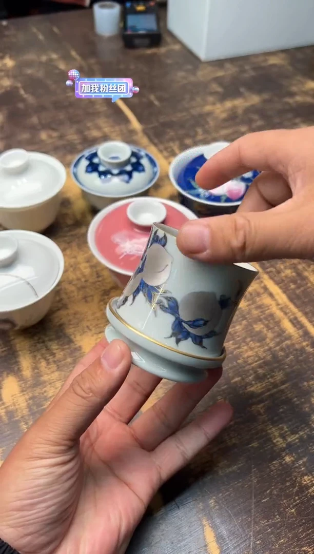 【闪购商品】/戏墨柴窑金银釉五桃威士忌杯