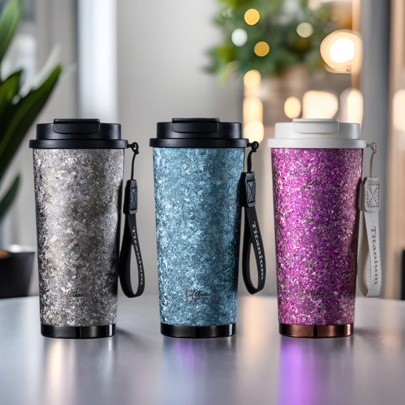 良品生活纯钛咖啡杯双饮高颜值双层全钛保温杯带吸管过滤网随行杯