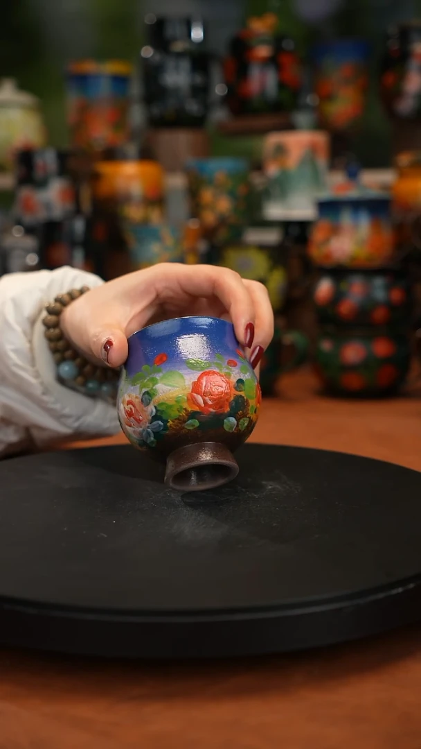 紫砂油画手绘釉下彩